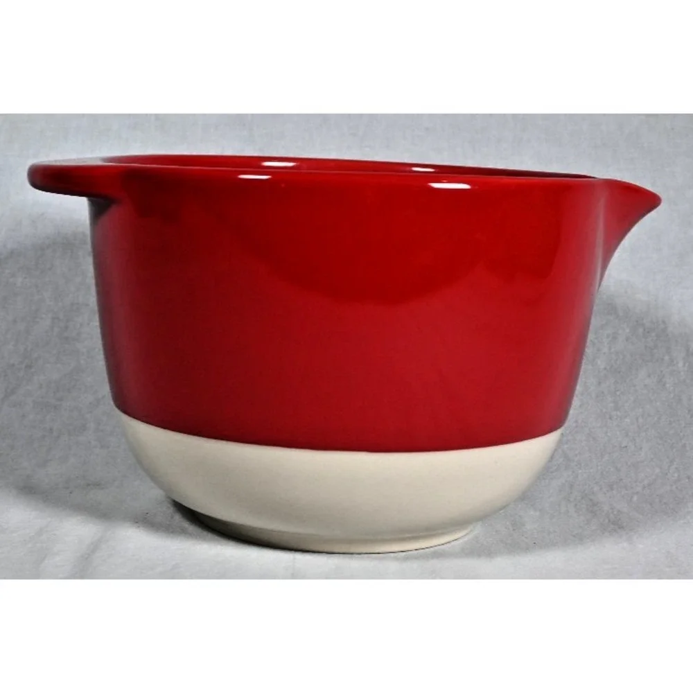 Mix It Up Red White Stoneware Mixing Bowl 5-1/4